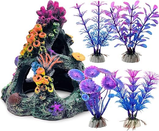 Colorful Coral Reef Aquarium Decor Set: A Vibrant Underwater Oasis Colorful Coral Reef Aquarium Decor Set: A Vibrant Underwater Oasis