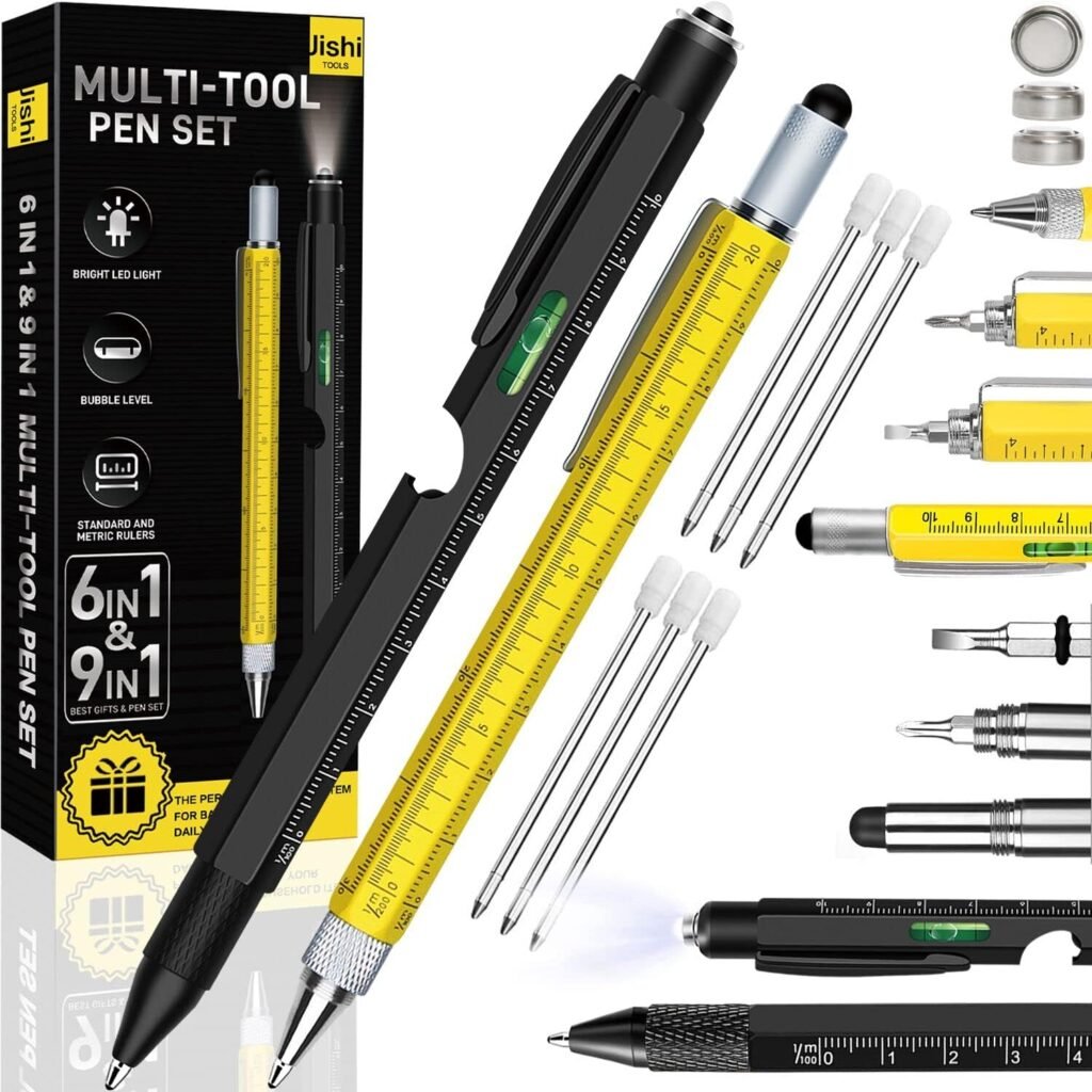 Gifts for Men, Easter Basket Stuffers for Adults Men, Multitool Pens 2pcs Multi-Tool Pen Set, Birthday Fathers Day Dad Gifts from Daughter, EDC Gadgets for Men Him Boyfriend Husband, Stocking Stuffers