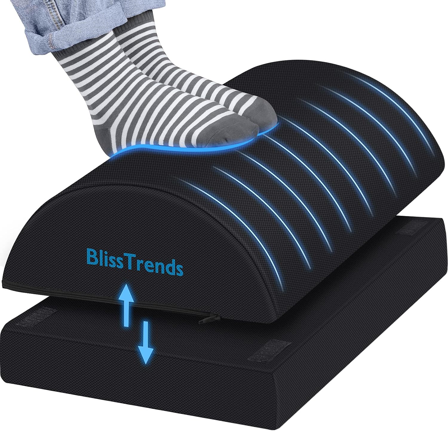 BlissTrends Foot Rest for Under Desk at Work-Versatile Foot Stool with Washable Cover-Comfortable Footrest with 2 Adjustable Heights for Car,Home and Office to Relieve Back,Lumbar,Knee Pain-Black BlissTrends Foot Rest for Under Desk at Work-Versatile Foot Stool with Washable Cover-Comfortable Footrest with 2 Adjustable Heights for Car,Home and Office to Relieve Back,Lumbar,Knee Pain-Black
