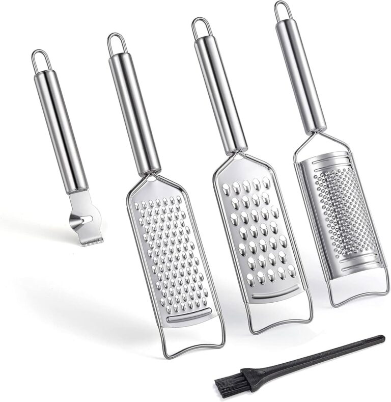 Stainless Steel Cheese Grater Set, Set of 5 Kitchen Grater & Peeler & Slicer, Lemon Zester with Cleaning Brush for Vegetable, Fruit, Chocolate Stainless Steel Cheese Grater Set, Set of 5 Kitchen Grater & Peeler & Slicer, Lemon Zester with Cleaning Brush for Vegetable, Fruit, Chocolate