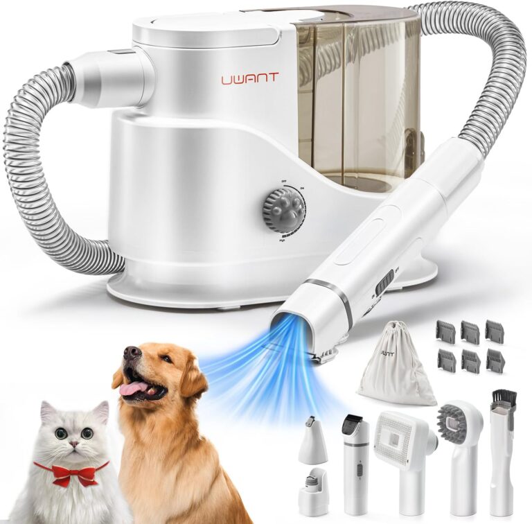 uwant Dog Vacuum for Shedding Grooming, 13000Pa Powerful Pet Hair Vacuum with 2.5L Dust Cup 7 Tools Portable Pet Grooming Vacuum Low Noise Dog Grooming Vacuum for Dogs/Cats