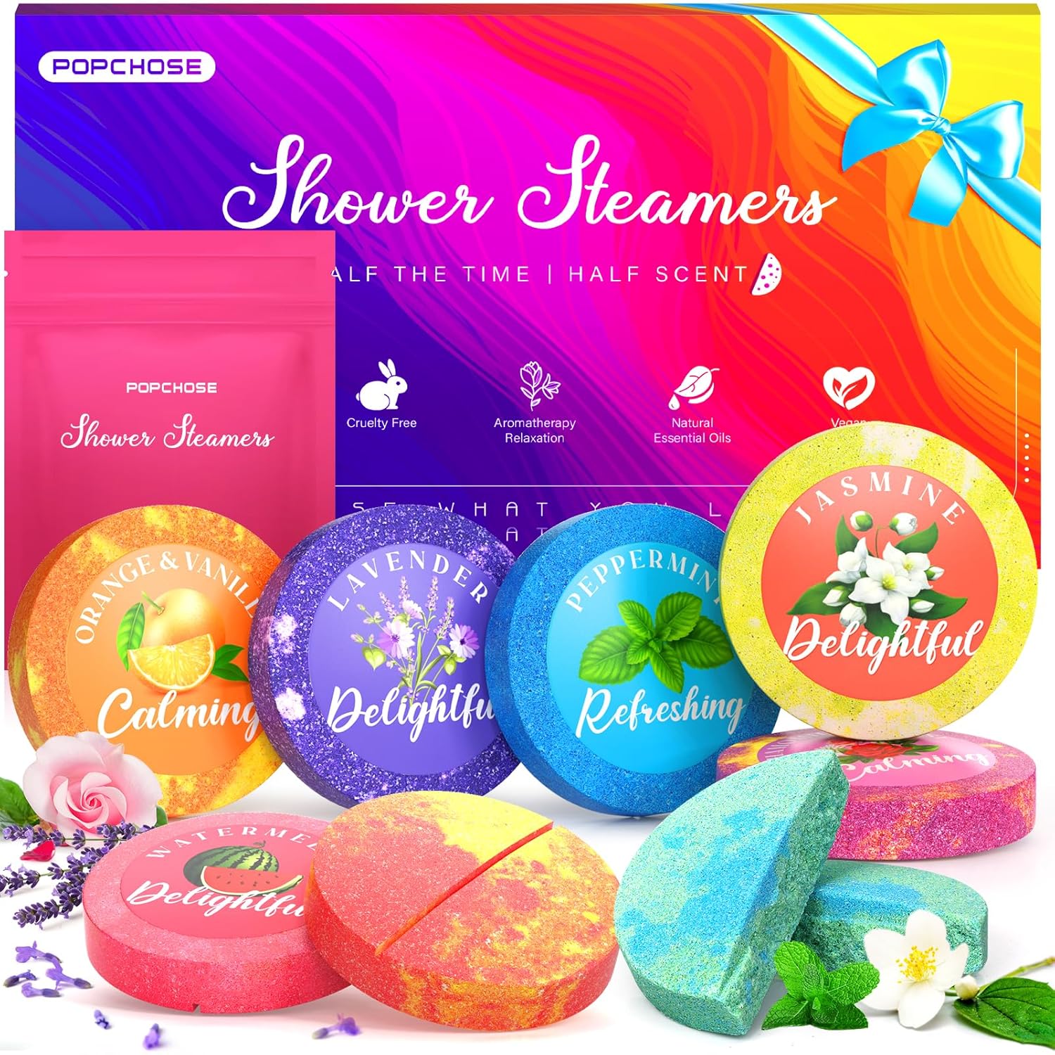 Shower Steamers Aromatherapy for Women – 8 Scents Bath Bombs with Gift Packing, Birthday Gifts for Women, Men, Dad, Grandma, Daughter, Self Care Shower Tablets, Stress Relief & Home Spa-Variety