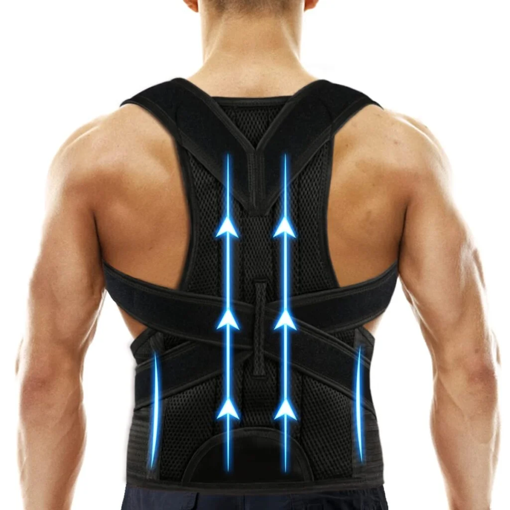 Back Brace Posture Corrector for Women and Men, Relief for Waist, Back and Shoulder Pain, Adjustable and Breathable, Improve Posture L(33″-37″)