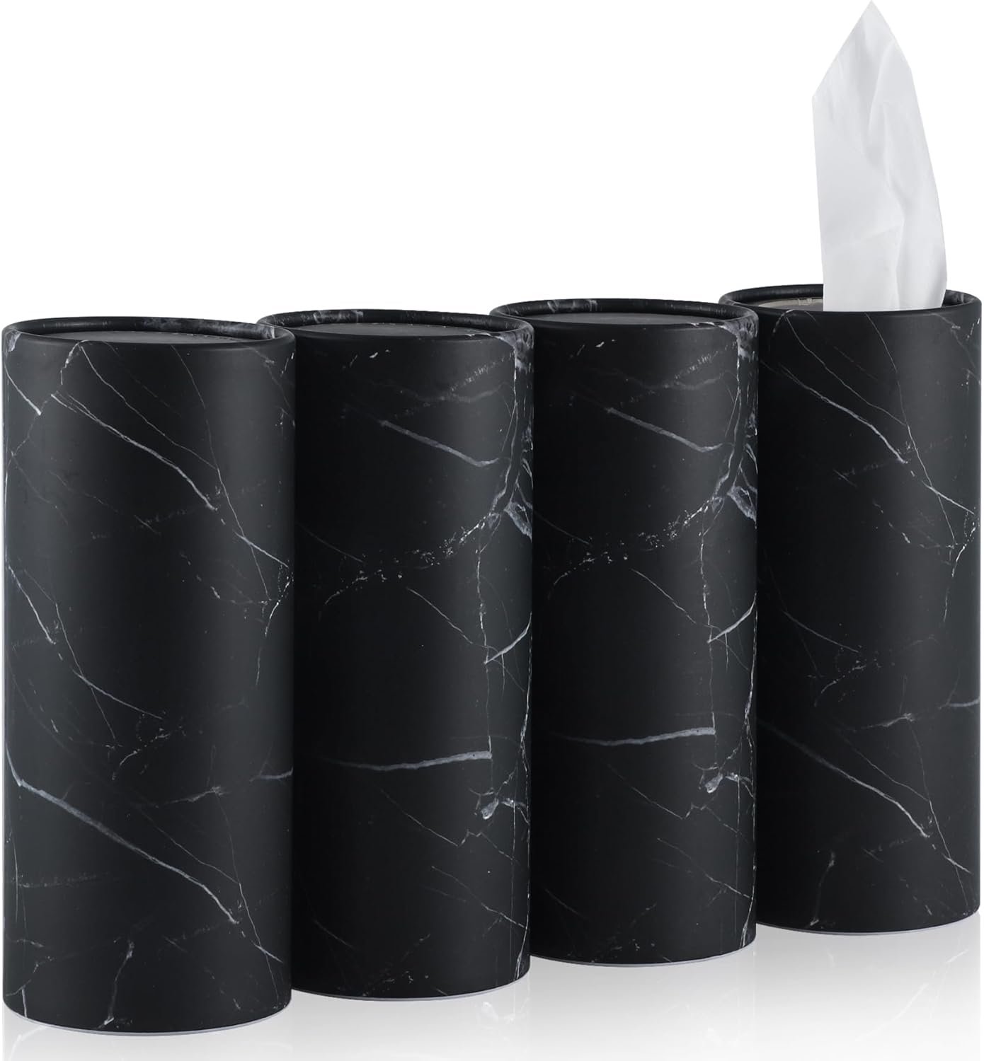 Singaro Car Tissue Holder, 4 Pack Car Cup Holder Facial Tissues With Travel Tissue Bag, Quick And Convenient Flower Combination Car Tissue Box(4 Canisters/200 Tissues) Black