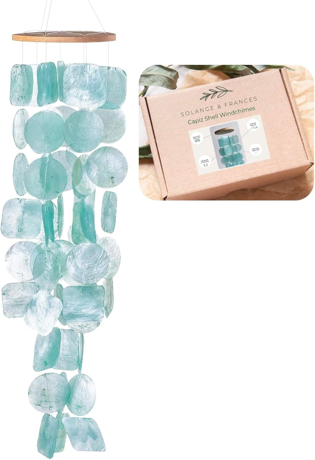 Solange & Frances Wind Chimes for Outside, Sea Glass Windchimes for Outside, Gifts for Mom, Ideal Gifts for Women who Have Everything, Outdoor Summer Decor