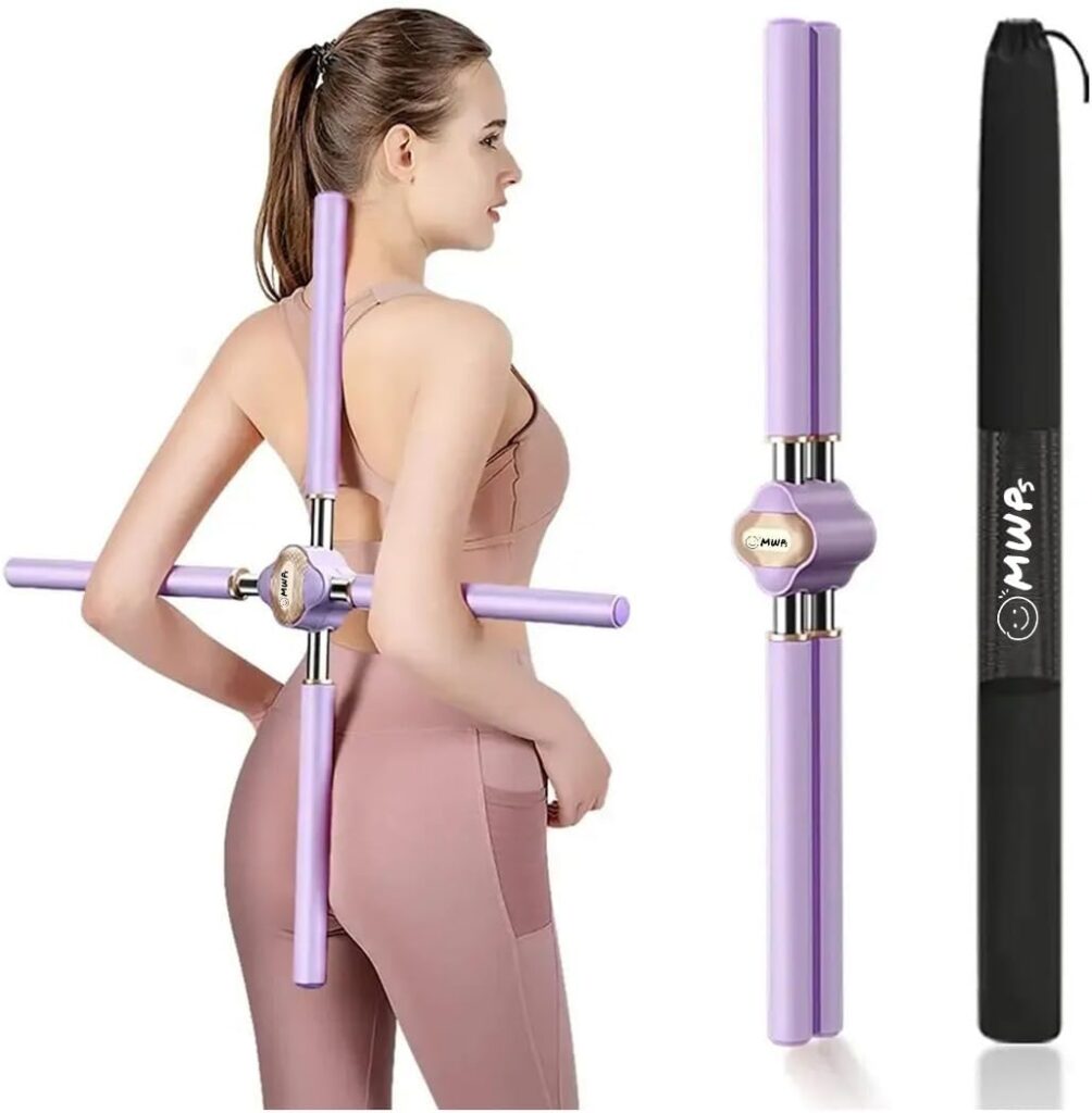 Yoga Stick Posture Corrector – Adjustable Back Straightener for Women, Men & Kids – Relieve Back & Neck Pain – Includes Carry Bag & Exercise Guide – Posture Stick for Daily Training Yoga Stick Posture Corrector – Adjustable Back Straightener for Women, Men & Kids – Relieve Back & Neck Pain – Includes Carry Bag & Exercise Guide – Posture Stick for Daily Training