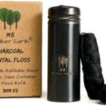 Vegan Biodegradable Bamboo Charcoal Dental Floss with Refillable Black Stainless Steel Container | 30M x2 | Extra Floss| Natural Candelilla Wax | Peppermint | Zero Waste Oral Care