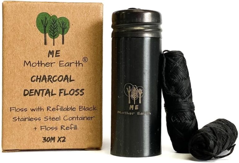 Vegan Biodegradable Bamboo Charcoal Dental Floss with Refillable Black Stainless Steel Container | 30M x2 | Extra Floss| Natural Candelilla Wax | Peppermint | Zero Waste Oral Care Vegan Biodegradable Bamboo Charcoal Dental Floss with Refillable Black Stainless Steel Container | 30M x2 | Extra Floss| Natural Candelilla Wax | Peppermint | Zero Waste Oral Care