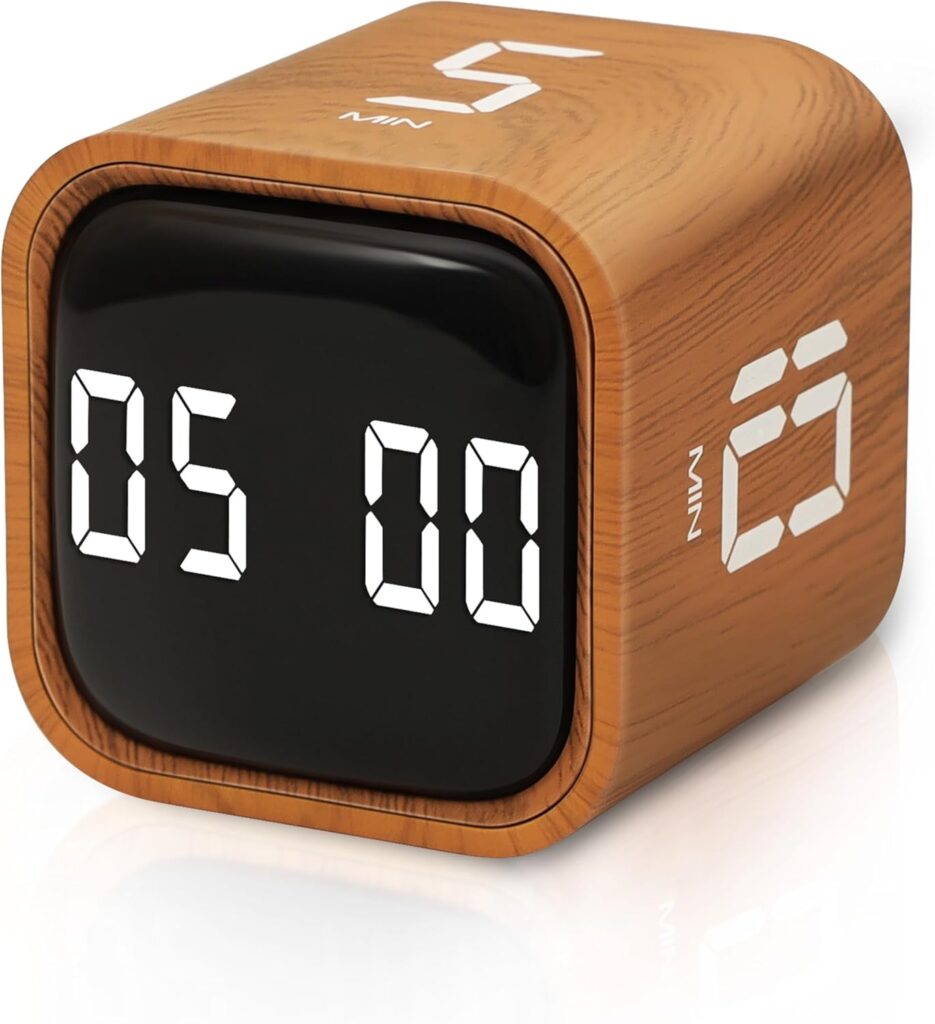 VEWINGL Cube Productivity Timer, 5/10/30/60 Min Presets + Custom Countdown, Silent/Vibrate/Sound Alarm, Pause & Resume, Desk Timer for Work, Study, Tasks, Kitchen VEWINGL Cube Productivity Timer, 5/10/30/60 Min Presets + Custom Countdown, Silent/Vibrate/Sound Alarm, Pause & Resume, Desk Timer for Work, Study, Tasks, Kitchen