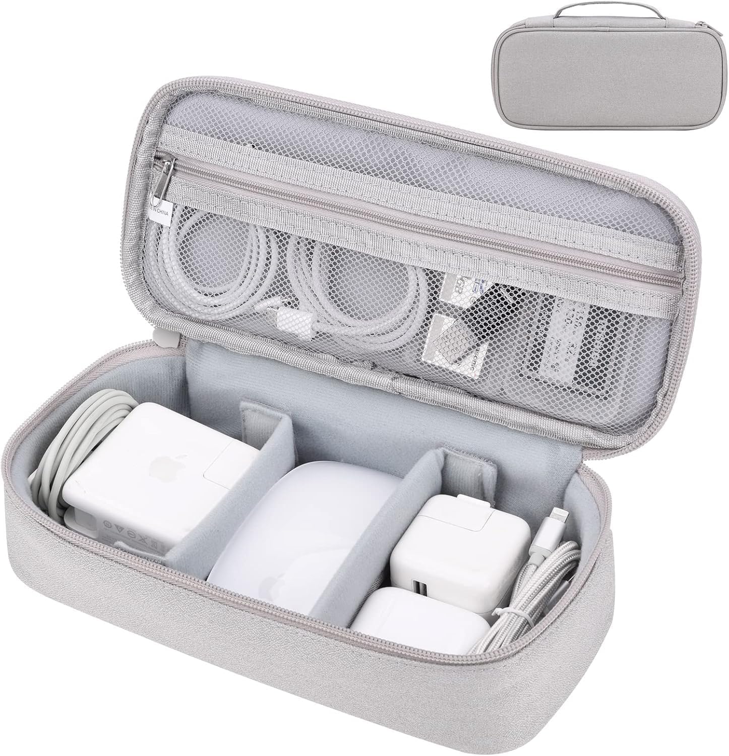 Cord Organizer Travel Case, Portable Tech Organizer Pouch Bag for Cable & Charger, Tech Electronics, Travel Essentials (Light Grey) Cord Organizer Travel Case, Portable Tech Organizer Pouch Bag for Cable & Charger, Tech Electronics, Travel Essentials (Light Grey)