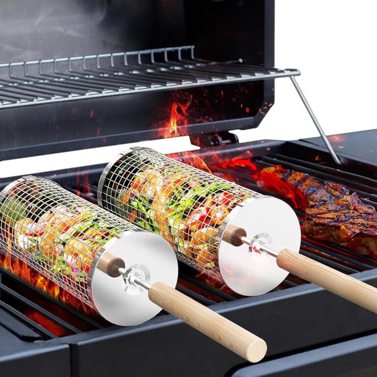 Rolling Grill Basket, Removable Wooden Handle, 304 Stainless Steel, Nesting BBQ Tools, Smoker Grilling Accessories for Vegetable, Outdoor Cooking Camping, Birthday Gifts for Men Dad Husband Rolling Grill Basket, Removable Wooden Handle, 304 Stainless Steel, Nesting BBQ Tools, Smoker Grilling Accessories for Vegetable, Outdoor Cooking Camping, Birthday Gifts for Men Dad Husband
