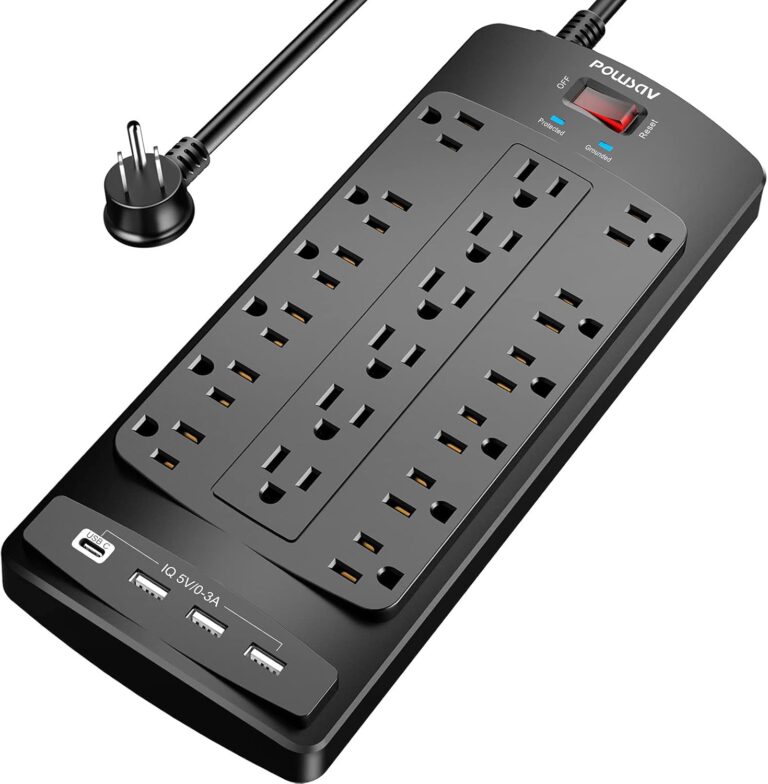18 Outlets Surge Protector Power Strip – 6 Feet Flat Plug Heavy Duty Extension Cord with 18 Widely Outlets and 4 USB Ports, 2100 Joules, Black, ETL Listed 18 Outlets Surge Protector Power Strip – 6 Feet Flat Plug Heavy Duty Extension Cord with 18 Widely Outlets and 4 USB Ports, 2100 Joules, Black, ETL Listed