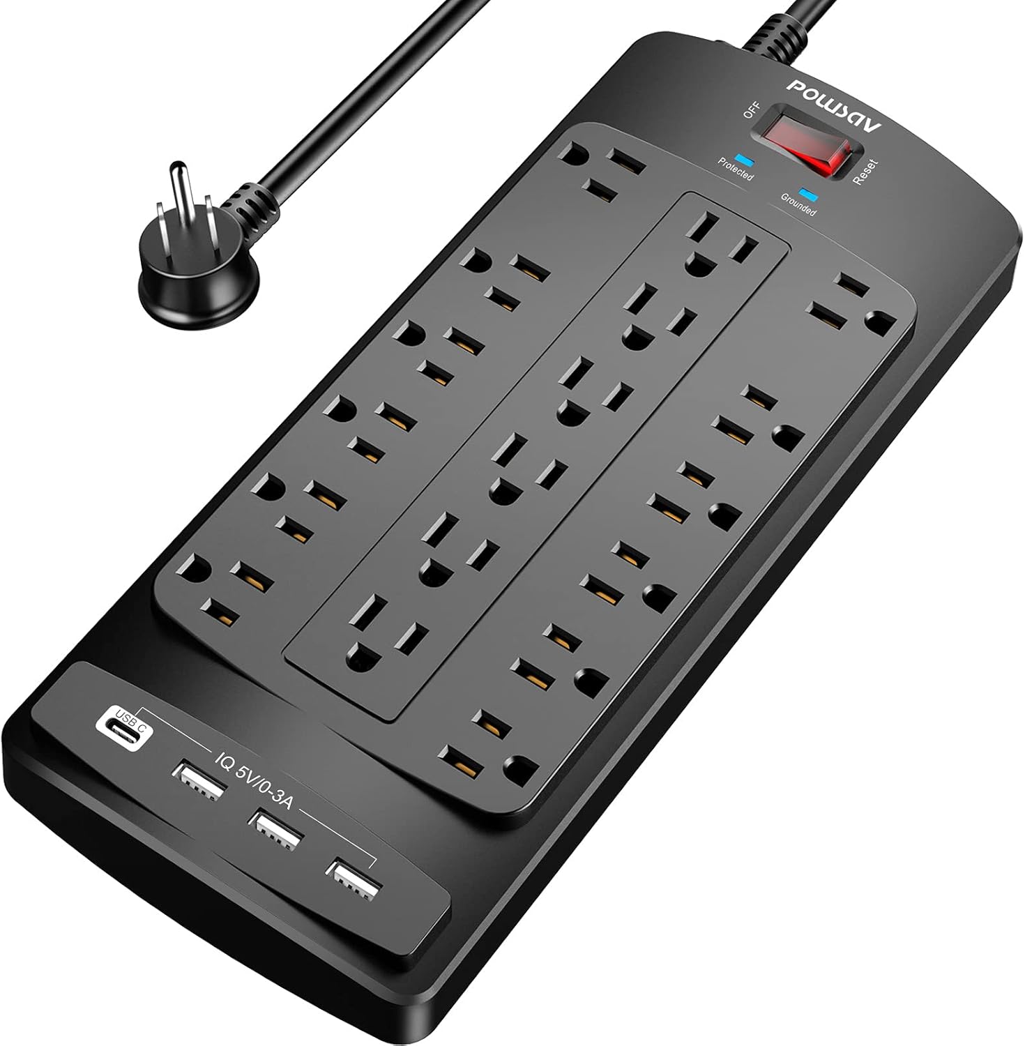 18 Outlets Surge Protector Power Strip – 6 Feet Flat Plug Heavy Duty Extension Cord with 18 Widely Outlets and 4 USB Ports, 2100 Joules, Black, ETL Listed 18 Outlets Surge Protector Power Strip – 6 Feet Flat Plug Heavy Duty Extension Cord with 18 Widely Outlets and 4 USB Ports, 2100 Joules, Black, ETL Listed