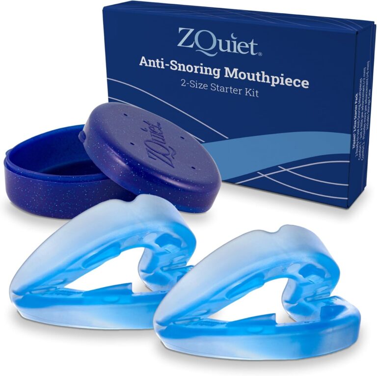 ZQuiet, Anti-Snoring Mouthpiece, Starter Pack with 2 Sizes, Living Hinge & Open Front Design for Comfort & Easy Breathing, Blue ZQuiet, Anti-Snoring Mouthpiece, Starter Pack with 2 Sizes, Living Hinge & Open Front Design for Comfort & Easy Breathing, Blue