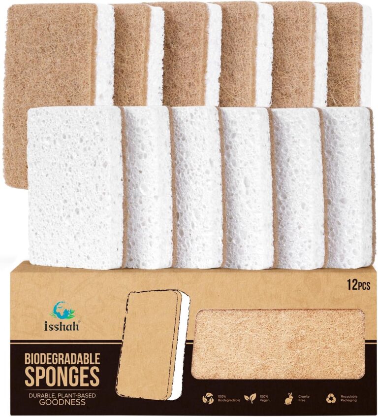 Plant-Based Kitchen Sponges – FSC Certified and PETA Approved, Natural, Eco-Friendly, Biodegradable Sisal Hemp Sponges for Dishes, Cleaning Sponge for Kitchen, Bathroom, Household – 12 Count Plant-Based Kitchen Sponges – FSC Certified and PETA Approved, Natural, Eco-Friendly, Biodegradable Sisal Hemp Sponges for Dishes, Cleaning Sponge for Kitchen, Bathroom, Household – 12 Count