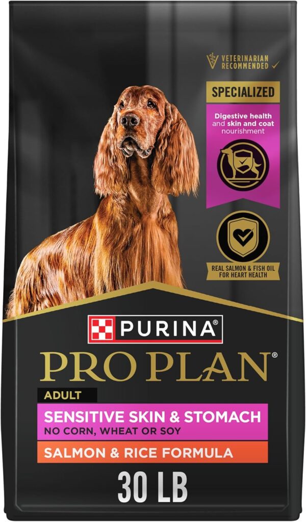 Purina Pro Plan Sensitive Skin and Stomach Dog Food Dry, Adult Salmon & Rice Formula, Digestive Health – 30 lb. Bag Purina Pro Plan Sensitive Skin and Stomach Dog Food Dry, Adult Salmon & Rice Formula, Digestive Health – 30 lb. Bag