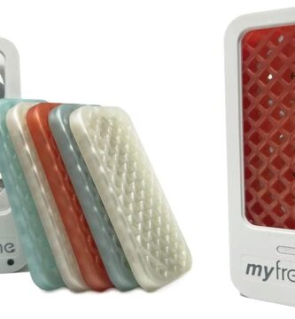 Fresh Products myfreshe Plug in Air Freshener No Heat No Glass Dry Fragrance Refills For Small Spaces Made in the USA Starter Kit w 2 Dispensers and 3 Fragrances