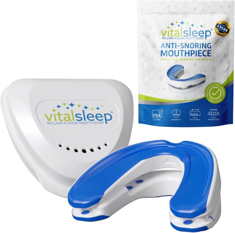 VitalSleep Anti-Snoring Mouthpiece, Comfortable & Adjustable Fit Snore Guard, Stops Snoring for Restful Sleep, USA Made, BPA Free & FDA Cleared Anti-Snore Device – Women’s Size