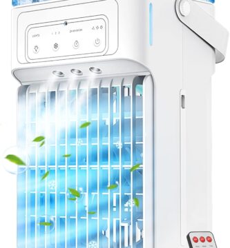 Portable Air Conditioners,Dual-Motors Portable AC Unit 3in1 Mini Air Conditioner portable for Room,Evaporative Air Cooler with Remote,3 Mist,3 Speed,7 Lights,Larger Tank,2-8H Timer for Bedroom,Office