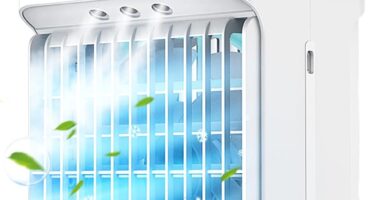 Portable Air Conditioners,Dual-Motors Portable AC Unit 3in1 Mini Air Conditioner portable for Room,Evaporative Air Cooler with Remote,3 Mist,3 Speed,7 Lights,Larger Tank,2-8H Timer for Bedroom,Office