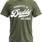 Promoted to Daddy 2026 Shirt – Funny Dad to Be Shirt Baby Announcement Graphic Tee New Daddy Gifts for Men