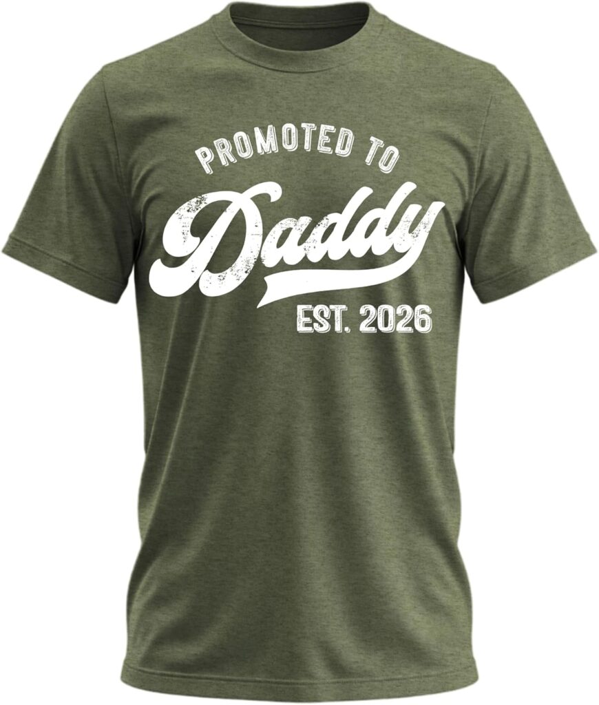 Promoted to Daddy 2026 Shirt – Funny Dad to Be Shirt Baby Announcement Graphic Tee New Daddy Gifts for Men