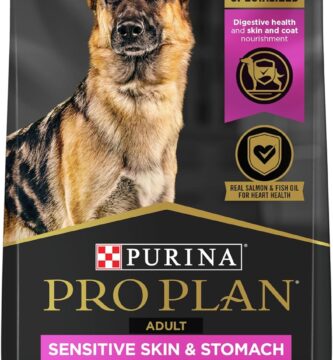 Purina Pro Plan Sensitive Skin and Stomach Dog Food Large Breed Salmon and Rice Formula – 34 lb. Bag