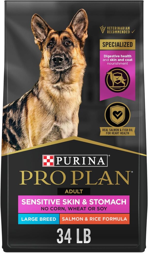 Purina Pro Plan Sensitive Skin and Stomach Dog Food Large Breed Salmon and Rice Formula – 34 lb. Bag Purina Pro Plan Sensitive Skin and Stomach Dog Food Large Breed Salmon and Rice Formula – 34 lb. Bag